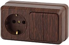 Блок накладной Эра Intro Quadro розетка 1-м.+выключатель 2-кл. венге картинка